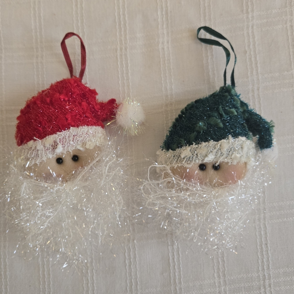 Lot Of 2 Vintage‎ Glitter Pantyhose Santas Adorable Kitsch 80's Christmas Fun